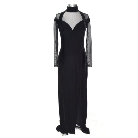 Tadashi Shoji Dresses & Skirts - TADASHI Black Velvet Illusion Fitted Formal Gown